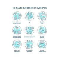 Set of 2D editable blue thin line icons representing climate metrics, isolated vector, linear illustration. vector