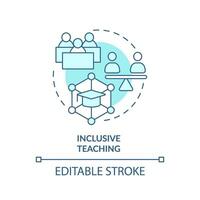 2D editable blue inclusive teaching icon, simple monochromatic vector, learning theories thin line illustration. vector