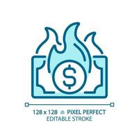 2D pixel perfect editable blue inflation icon, isolated monochromatic vector, thin line illustration representing economic crisis. vector