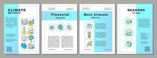 2D climate metrics creative brochure template, leaflet design with thin line icons, 4 vector layouts.