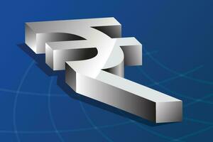 3d bold Indian Rupee symbol in isometric view, INR Money vector