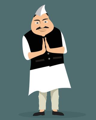 Indian politician request for voting flat vector illustration