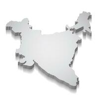 3d map of India in isometric view on white background vector