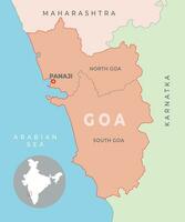 Goa district map with neighbour state vector