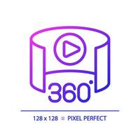 2D pixel perfect gradient 360 degree icon, isolated simple vector, thin line illustration representing VR, AR and MR. vector