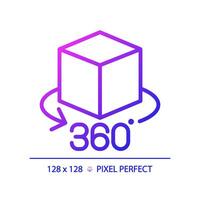 2D pixel perfect gradient VR 360 icon, isolated simple vector, thin line illustration representing VR, AR and MR. vector