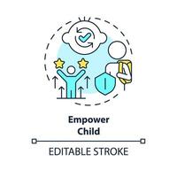 2D editable thin line icon empower child concept, isolated simple vector, multicolor illustration representing parenting children with health issues. vector