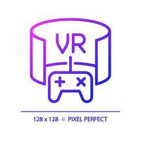 2D pixel perfect gradient virtual reality icon, isolated simple vector, thin line illustration representing VR, AR and MR. vector