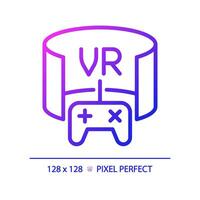 2D pixel perfect gradient virtual reality icon, isolated simple vector, thin line illustration representing VR, AR and MR. vector