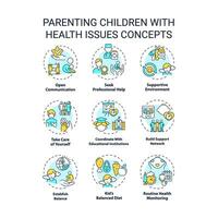 2D editable icons set representing parenting children concepts, isolated vector, thin line colorful illustration. vector