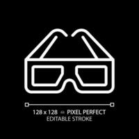 2D pixel perfect editable 3D goggles icon, isolated vector, thin line illustration representing VR, AR and MR. vector