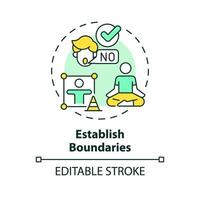 2D editable thin line icon establish boundaries concept, isolated simple vector, multicolor illustration representing parenting children with health issues. vector