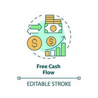2D editable multicolor free cash flow icon, simple isolated vector, thin line illustration representing cash flow management. vector