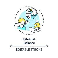 2D editable thin line icon establish balance concept, isolated simple vector, multicolor illustration representing parenting children with health issues. vector