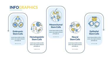 2D cell therapy vector infographics template with linear icons concept, data visualization with 5 steps, process timeline chart.