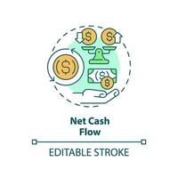 2D editable multicolor net cash flow icon, simple isolated vector, thin line illustration representing cash flow management. vector