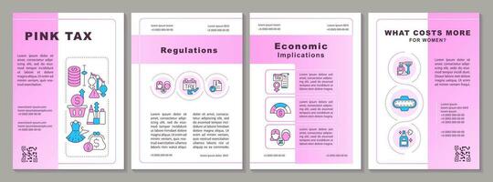 2D pink tax creative brochure template, leaflet design with thin line icons, 4 vector layouts.