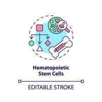 2D editable multicolor hematopoietic stem cells icon, simple isolated vector, thin line illustration representing cell therapy. vector