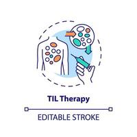 2D editable multicolor TIL therapy icon, simple isolated vector, thin line illustration representing cell therapy. vector