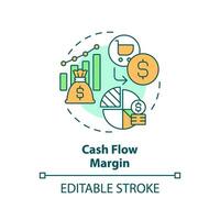 2D editable multicolor cash flow margin icon, simple isolated vector, thin line illustration representing cash flow management. vector