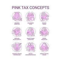 Set of 2D editable pink thin line icons representing pink tax, isolated monochromatic vector, linear illustration. vector