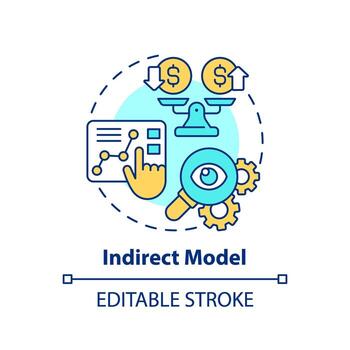 2D editable multicolor indirect model icon, simple isolated vector, thin line illustration representing cash flow management. vector