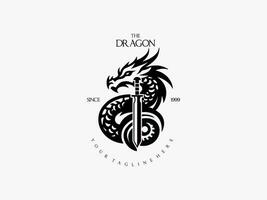 the logo for dragon is shown in black and white vector