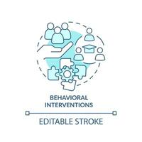 2D editable blue behavioral interventions icon, simple monochromatic vector, learning theories thin line illustration. vector