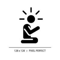 2D pixel perfect glyph style relief icon, isolated vector, silhouette illustration representing psychology. vector