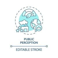 2D editable blue public perception icon, monochromatic isolated vector, climate metrics thin line illustration. vector