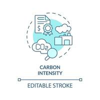 2D editable blue carbon intensity icon, monochromatic isolated vector, climate metrics thin line illustration. vector