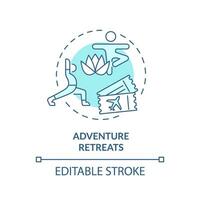 2D editable blue adventure retreats icon, simple isolated monochromatic vector, medical tourism thin line illustration. vector