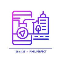 2D pixel perfect gradient map navigation icon, isolated simple vector, thin line illustration representing VR, AR and MR. vector