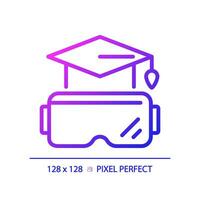 2D pixel perfect gradient VR goggles and education icon, isolated simple vector, thin line illustration representing VR, AR and MR. vector