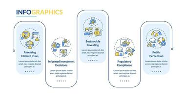 2D climate metrics vector infographics template with simple linear icons concept, data visualization with 5 steps, process timeline chart.