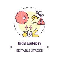 2D editable thin line icon kids epilepsy concept, isolated simple vector, multicolor illustration representing parenting children with health issues. vector