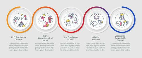 2D parenting children with health issues vector infographics template with thin line icons, data visualization with 5 steps, colorful process timeline chart.