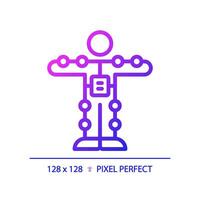 2D pixel perfect gradient motion capture suit icon, isolated simple vector, thin line illustration representing VR, AR and MR. vector