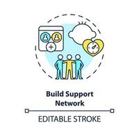 2D editable thin line icon build support network concept, isolated simple vector, multicolor illustration representing parenting children with health issues. vector