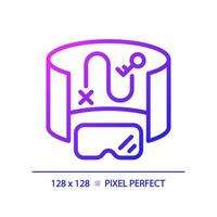 2D pixel perfect gradient innovative device icon, isolated simple vector, thin line illustration representing VR, AR and MR. vector