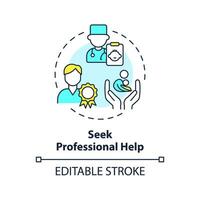 2D editable thin line icon seek professional help concept, isolated simple vector, multicolor illustration representing parenting children with health issues. vector