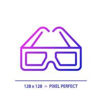 2D pixel perfect 3D goggles icon, isolated simple vector, thin line illustration representing VR, AR and MR. vector