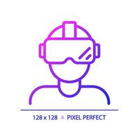 2D pixel perfect gradient virtual reality simulator icon, isolated simple vector, thin line illustration representing VR, AR and MR. vector