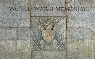 Washington, DC, USA - 12.16.2023 Inscription on the World War II Memorial. photo