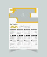 Stylish geometric 2024 new year calendar template design vector