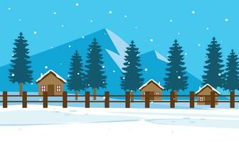 winter on the village vector