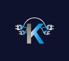 K letter electrical logo power electronics energy lightning Design vector