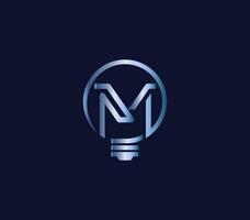 Creative M Letter bulb Energy Power Modern Logo Design Company Concept vector
