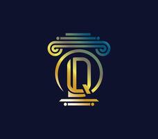 creativo q letra ley firma vistoso moderno logo diseño empresa concepto vector