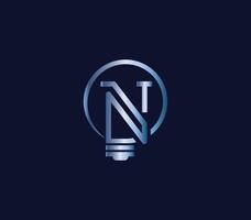 Creative N Letter bulb Energy Power Modern Logo Design Company Concept vector